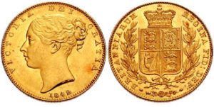 sterlina oro 1842 stemma reale