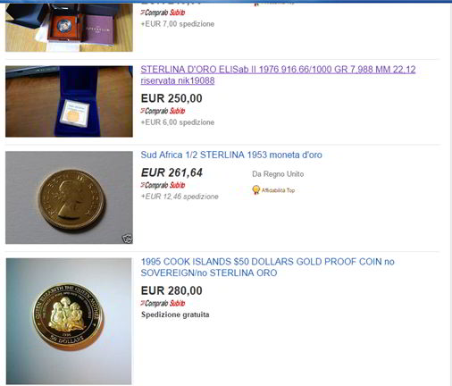 come comprare monete oro su ebay
