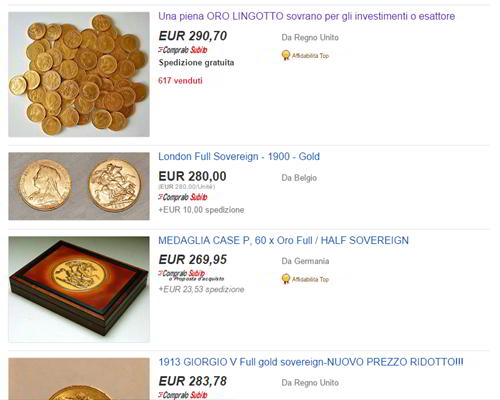 sterlina oro su ebay