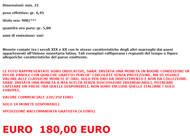 comprare oro su ebay annuncio